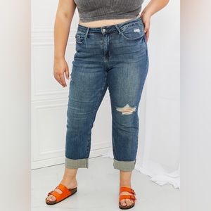 NEW JUDY BLUE Plus Size Michelle Straight Leg Relaxed Fit Dad Jeans